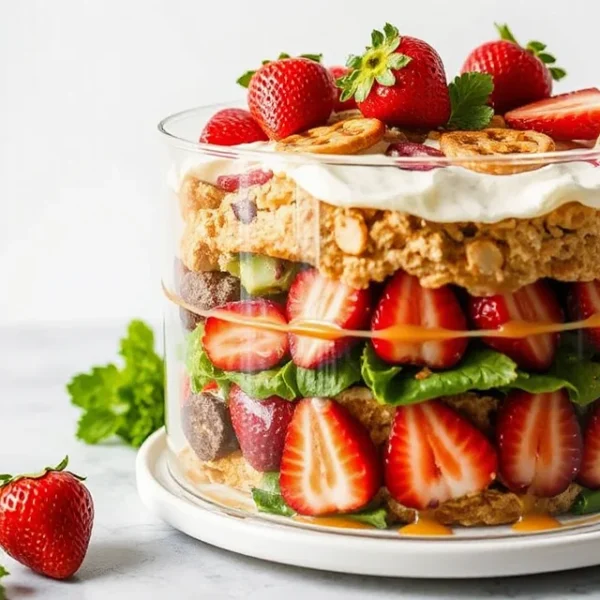 No Bake Strawberry Pretzel Salad Cake Recipe