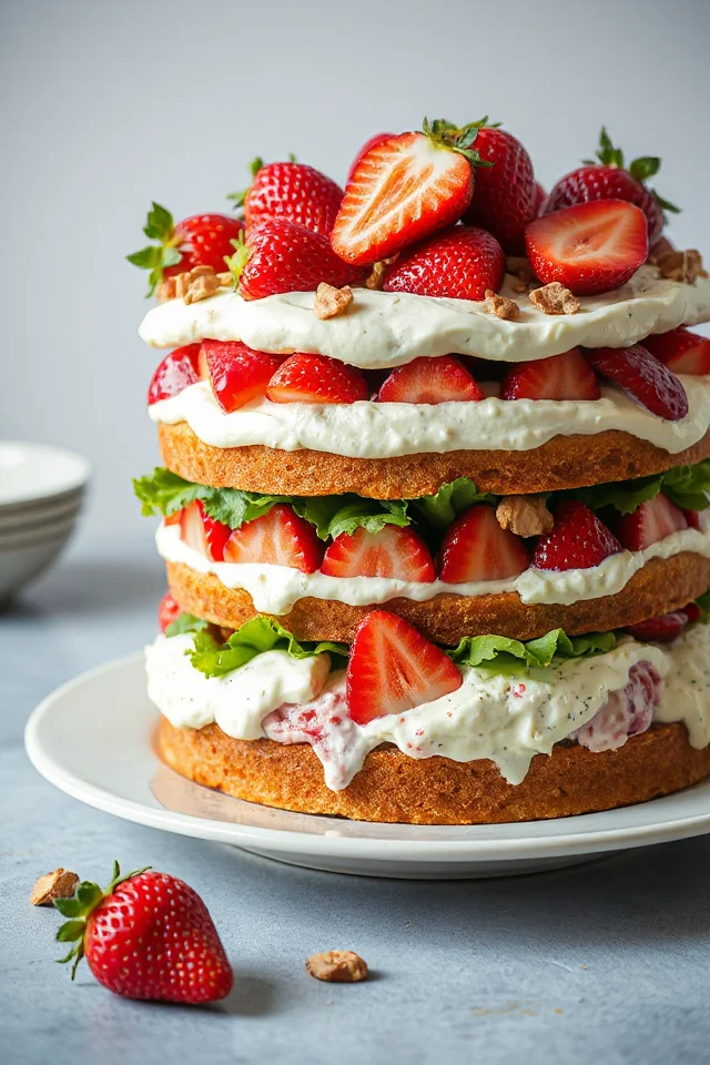 No Bake Strawberry Pretzel Salad Cake