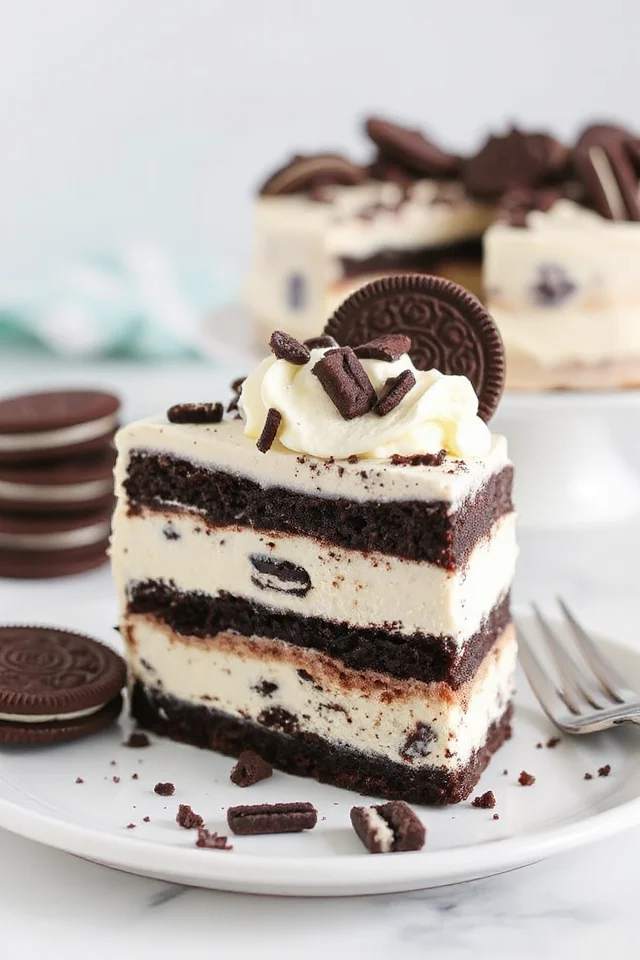No Bake Oreo Ice Cream Cake Recipe