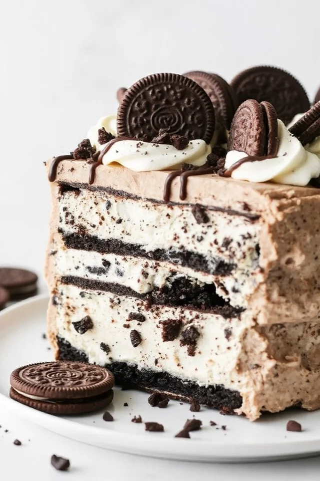 No Bake Oreo Ice Cream Cake Recipe