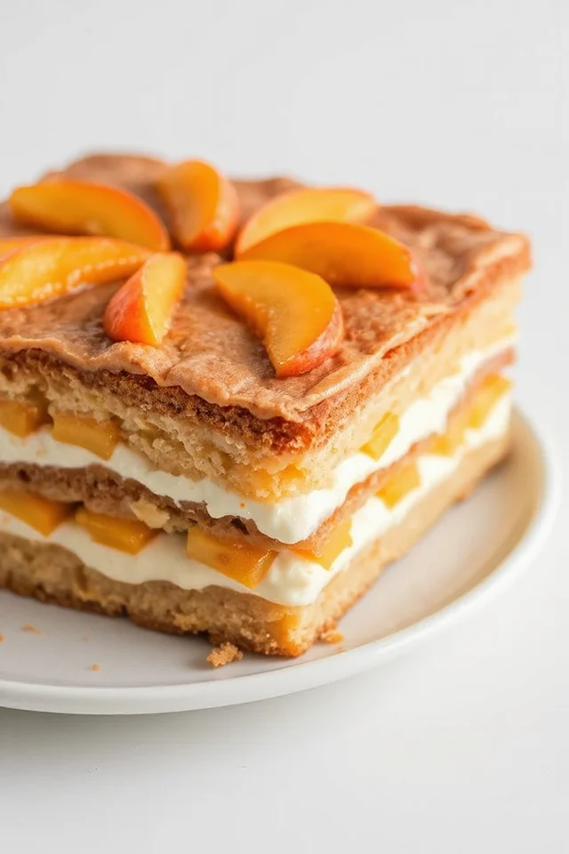 No Bake Peach Cream Refrigerator Cake Recipe No Bake Peach Cream Refrigerator Cake Recipe