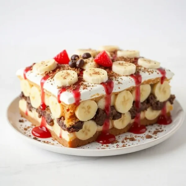 No Bake Banana Split Icebox Cake Recipe