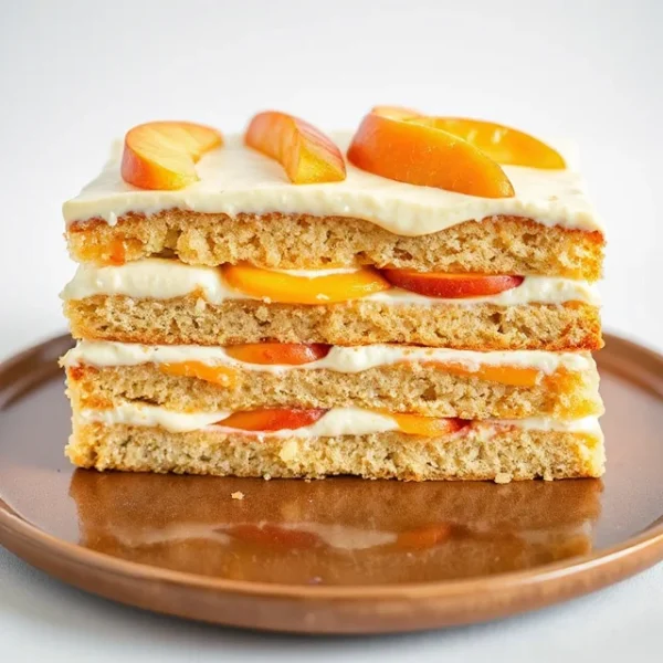 No Bake Peach Cream Refrigerator Cake Recipe