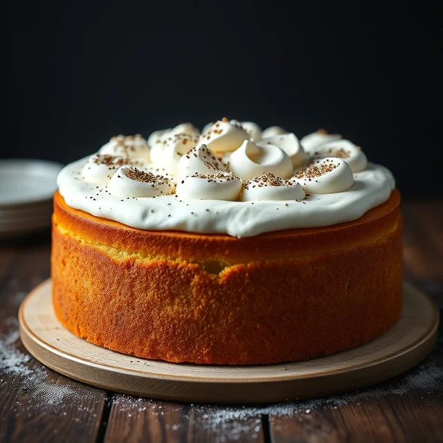 Vanilla Sponge Cake with Fresh Whipped Cream Recipe